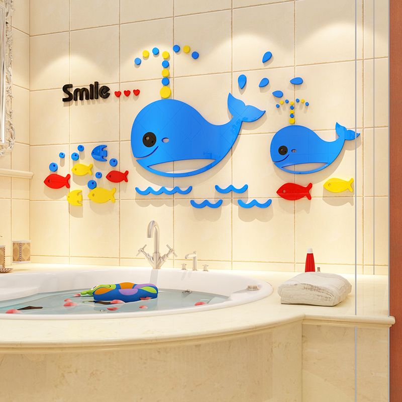 Tranh mica EPeBen dán tường nổi 3d Những chú cá voi trang trí Phòng cho bé, Phòng ngủ