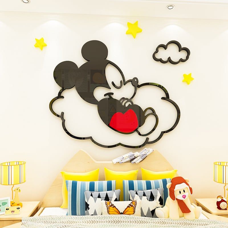 Tranh mica EPeBen dán tường nổi 3d hình Mikey ngủ say décor, trang trí Phòng ngủ, Phòng cho bé, Mẫu giáo, Phòng khách