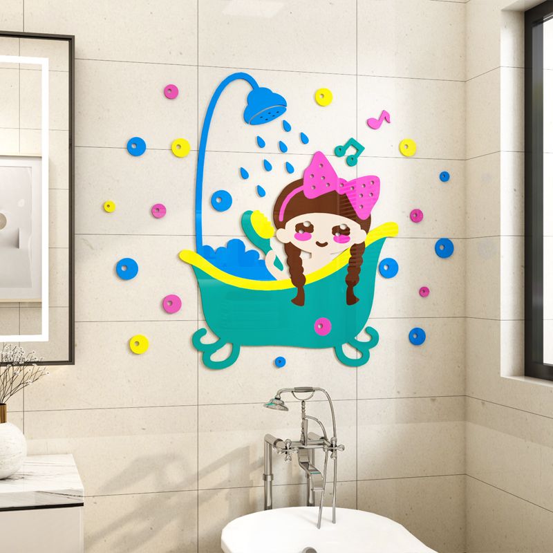 Tranh mica EPeBen dán tường nổi 3d Giờ tắm thư giãn trang trí Phòng cho bé, Phòng tắm