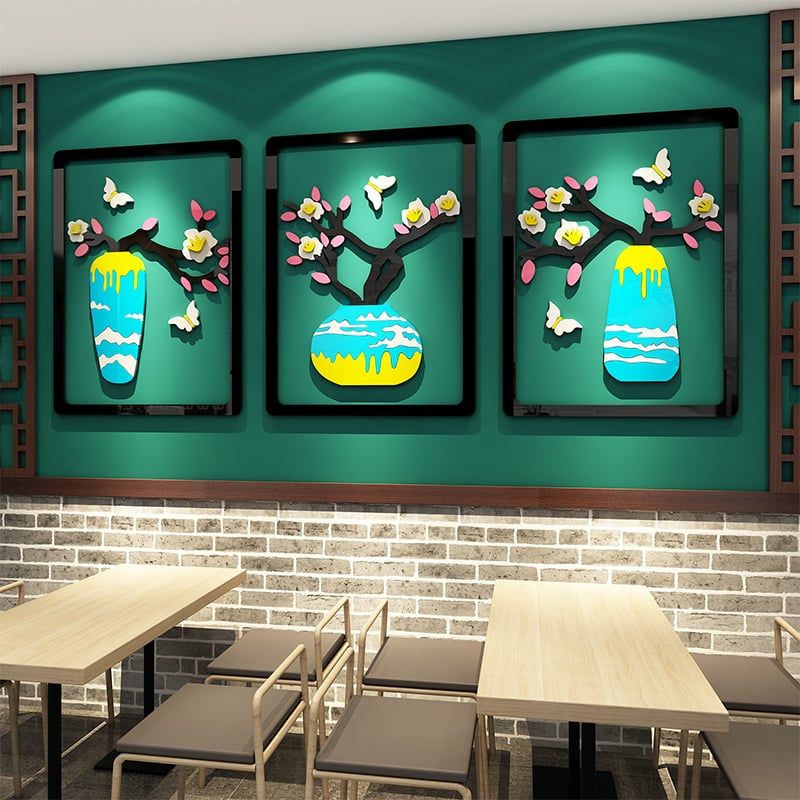 Tranh mica EPeBen dán tường nổi 3d Bình hoa sắc xuân decor trang trí Phòng khách, Phòng ngủ, Phòng làm việc, Cửa hàng