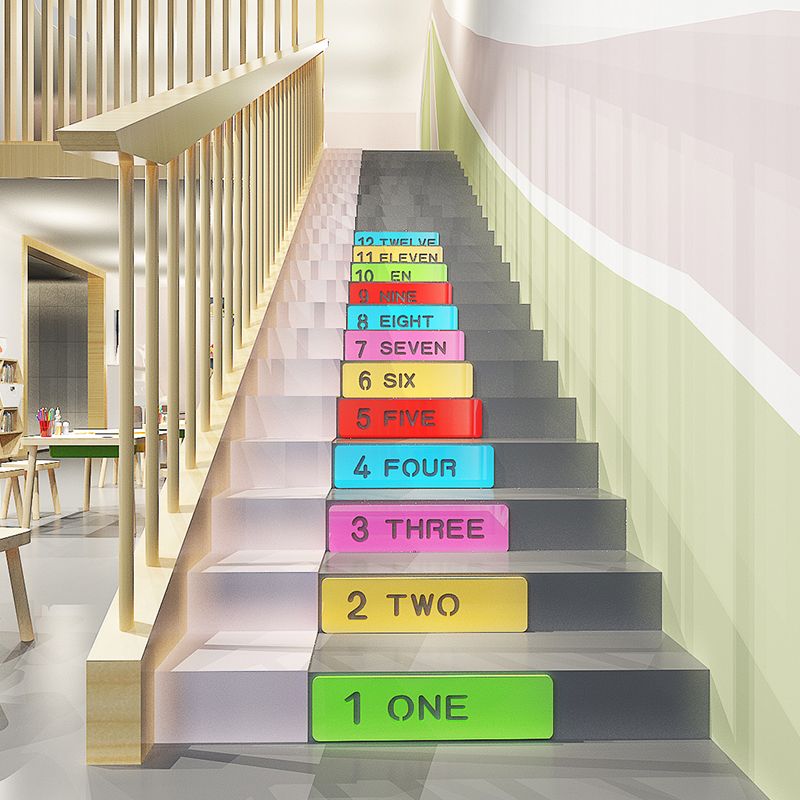 Tranh mica EPeBen dán tường nổi 3d hình Màu sắc và con số decor trang trí Bậc Cầu Thang Phòng cho bé, Lớp Học Mẫu giáo