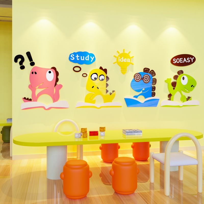 Tranh mica EPeBen dán tường nổi 3d hình Hoạt Hình Khủng Long decor trang trí Phòng Cho Bé, Mẫu Giáo