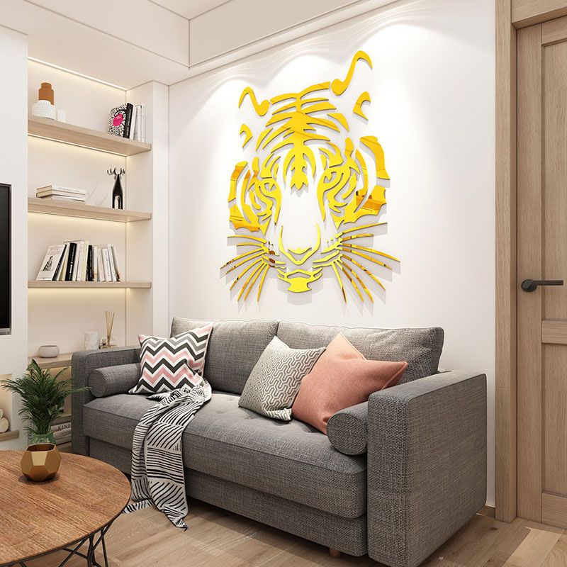 Tranh mica EPeBen dán tường nổi 3d hình Đầu Hổ Siêu Ngầu decor trang trí Phòng Ngủ, Phòng Khách