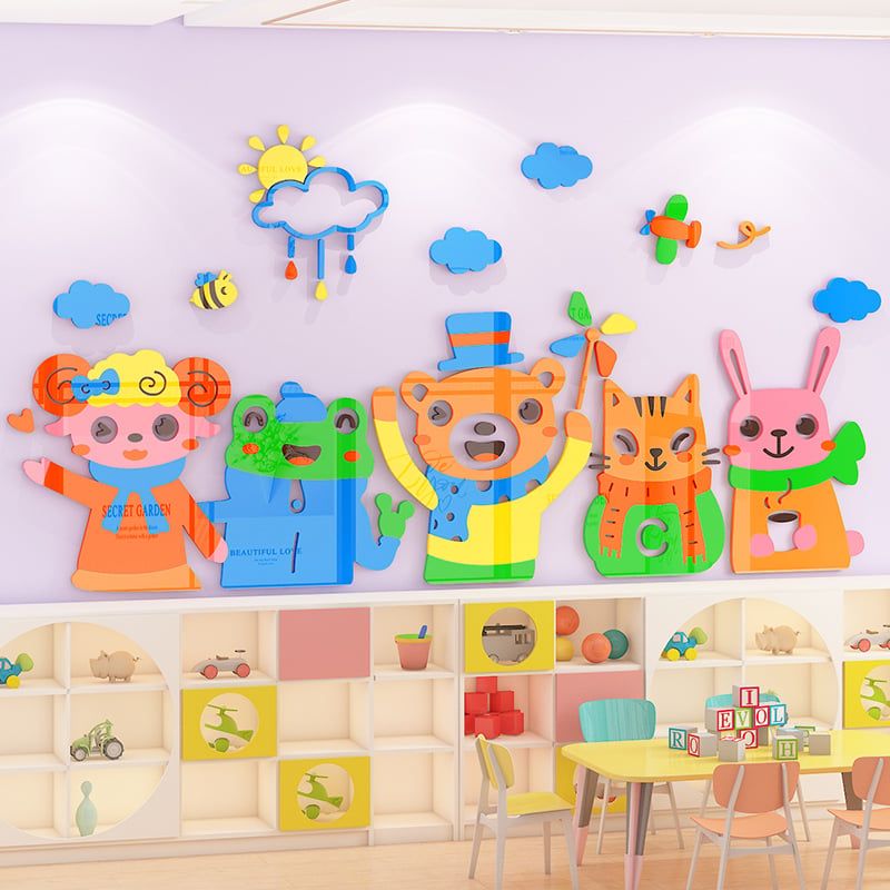 Tranh mica EPeBen dán tường nổi 3d hình Cùng nhau vui đùa decor trang trí Phòng cho bé, Phòng ngủ, Lớp Mẫu giáo, Mầm non