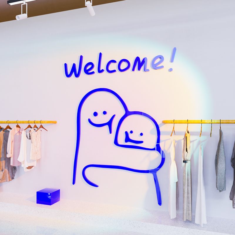 Tranh mica EPeBen dán tường nổi 3d hình Welcome! decor trang trí Quán Trà Sữa, Cửa Hàng