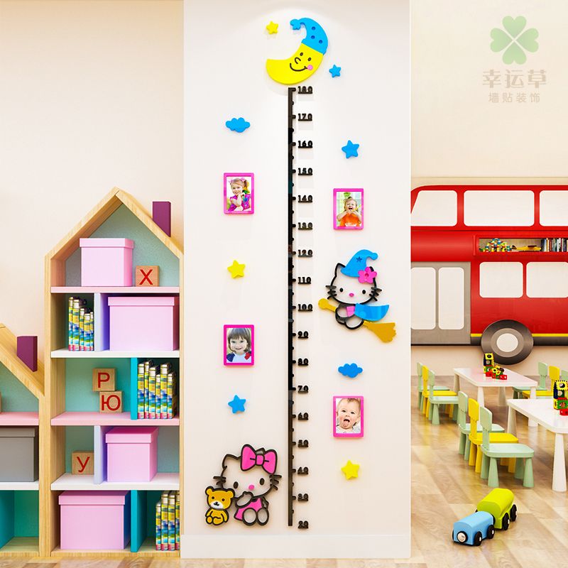 Tranh mica EPeBen dán tường nổi 3d Thước Đo Chiều Cao Hello Kitty decor trang trí Phòng ngủ cho bé, Lớp Học Mẫu giáo
