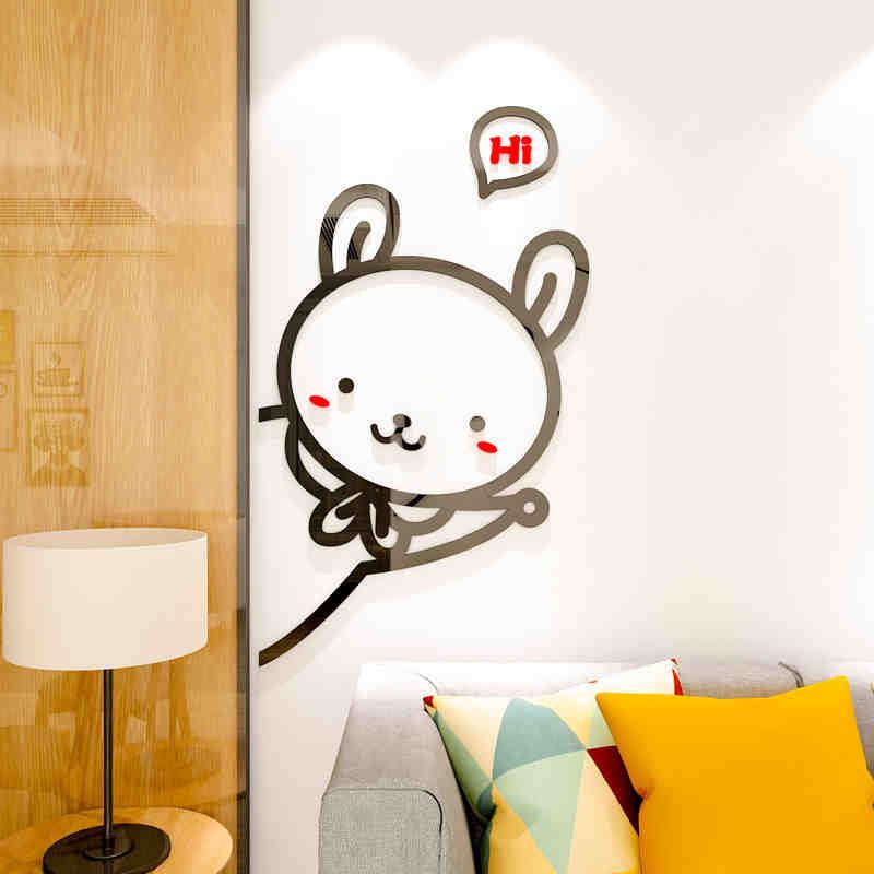 Tranh mica EPeBen dán tường nổi 3d hình Mèo Chó Thỏ dễ thương Dán Cửa decor trang trí mầm non, phòng cho bé