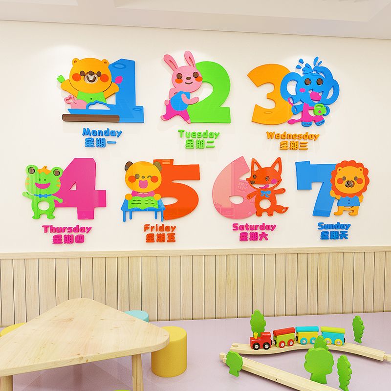 Tranh mica EPeBen dán tường nổi 3d hình Động vật đếm số decor trang trí Phòng học, Phòng ngủ, Phòng khách,Mầm non
