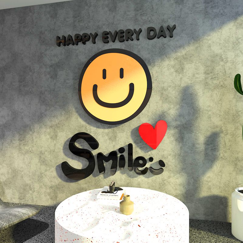 Tranh mica EPeBen dán tường nổi 3d hình Smile Happy Every Day decor trang trí Cửa Hàng, Quán Café, Shop Thời Trang