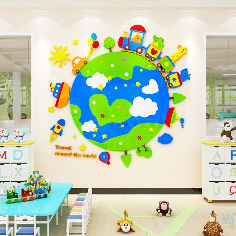 Tranh mica EPeBen dán tường nổi 3d hình Hình Trái Đất decor trang trí Hành Tinh Xanh, Quả Địa Cầu, Travel du lịch