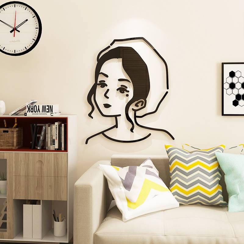 Tranh mica EPeBen dán tường nổi 3d hình Cô Gái phong cách decor trang trí Phòng Khách, Phòng Ngủ