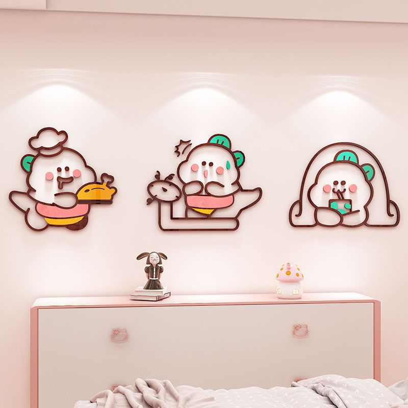 Tranh mica EPeBen dán tường nổi 3d hình Khủng Long Mập Ú decor trang trí Cửa Hàng, Quán Trà Sữa