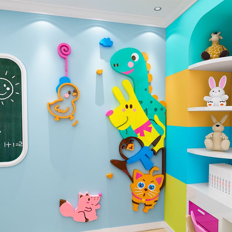 Tranh mica EPeBen dán tường nổi 3d hình Thế giới động vật vui nhộn decor trang trí Phòng cho bé, Phòng ngủ, Mẫu giáo