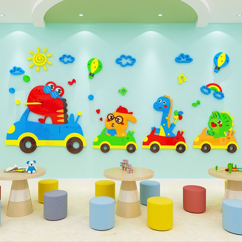 Tranh mica EPeBen dán tường nổi 3d hình Hành trình của khủng long decor trang trí Phòng ngủ cho bé, Lớp Học Mẫu giáo