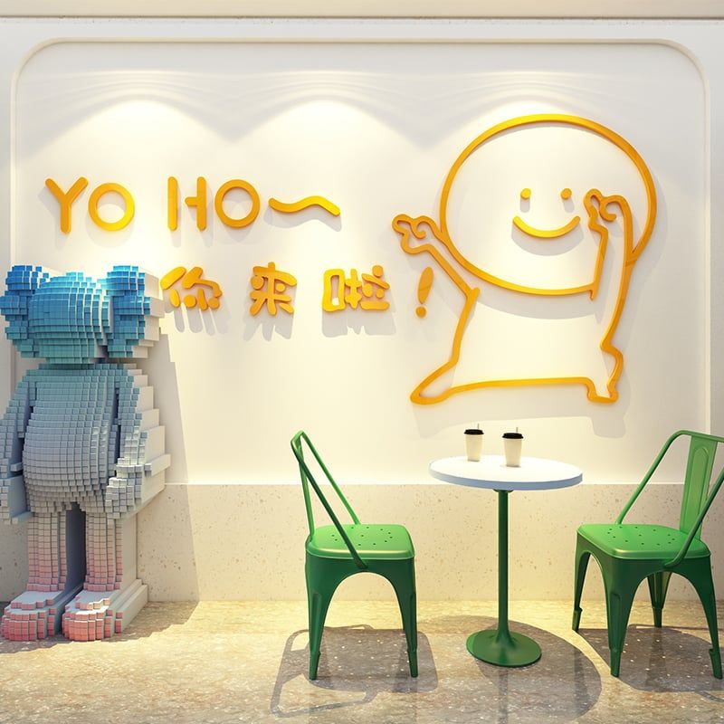 Tranh mica EPeBen dán tường nổi 3d hình Yo Ho decor trang trí Cửa Hàng, Chụp Ảnh