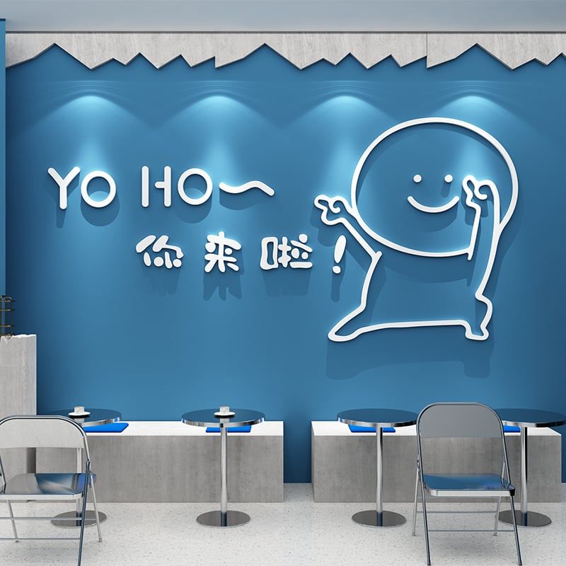 Tranh mica EPeBen dán tường nổi 3d hình Yo Ho decor trang trí Cửa Hàng, Chụp Ảnh