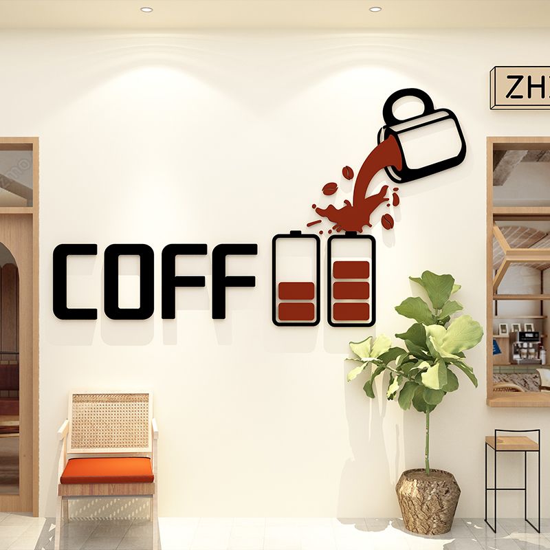 Tranh mica EPeBen dán tường nổi 3d Năng lượng cà phê trang trí Phòng bếp, Cửa hàng