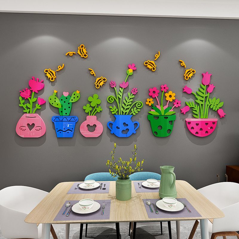 Tranh mica EPeBen dán tường nổi 3d hình Vườn hoa trong nhà decor trang trí Phòng khách, Cửa hàng, Phòng làm việc