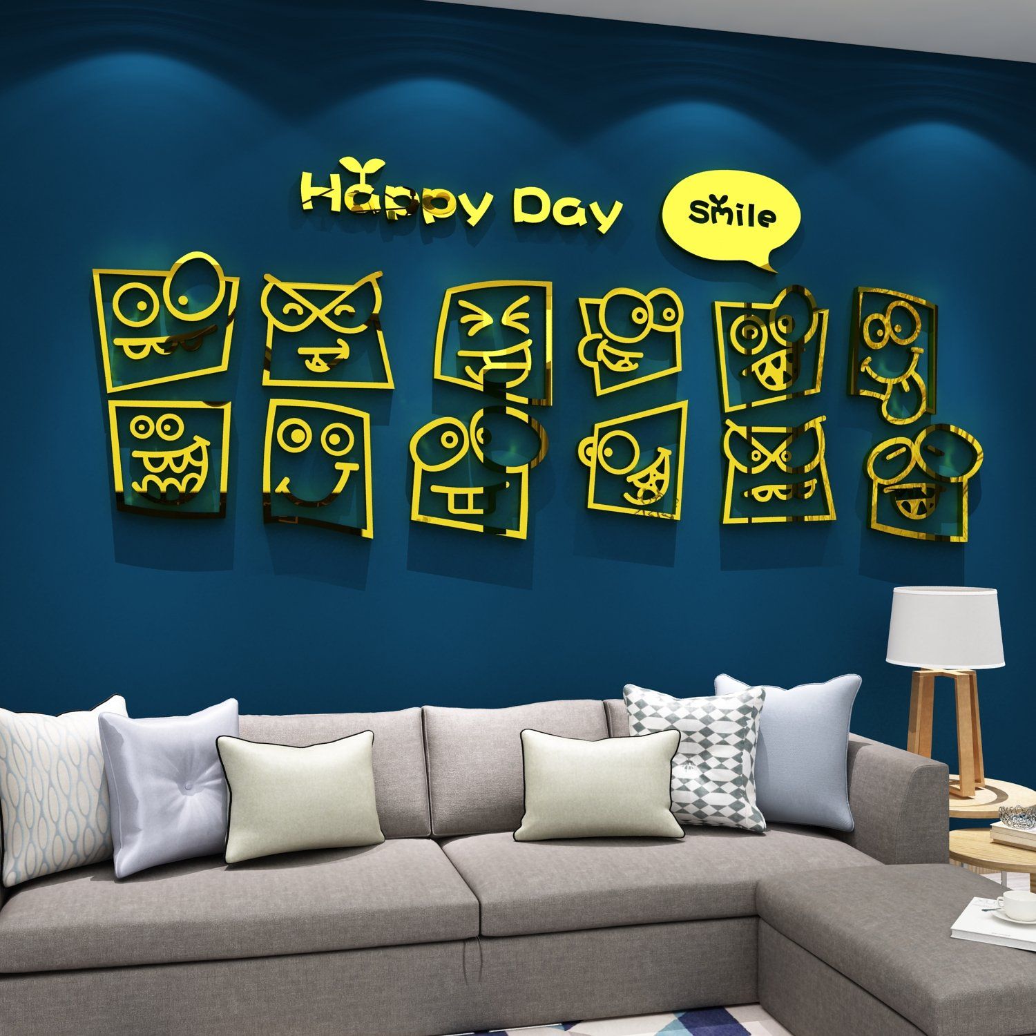 Tranh mica EPeBen dán tường nổi 3d hình Happy Day decor trang trí Quán Cafe, Trà Sữa
