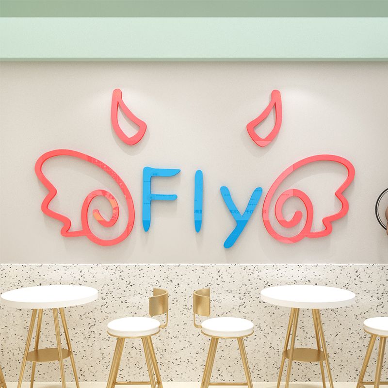 Tranh mica EPeBen dán tường nổi 3d hình Đôi Cánh Fly decor trang trí Quán Trà Sữa, Trà Chanh
