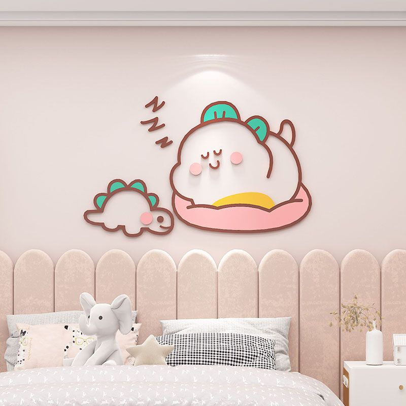 Tranh mica EPeBen dán tường nổi 3d hình Khủng Long Mập Ú decor trang trí Cửa Hàng, Quán Trà Sữa