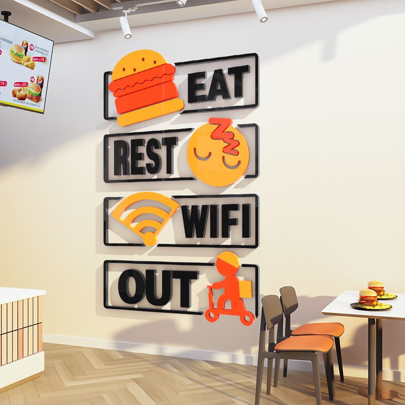 Tranh mica EPeBen dán tường nổi 3d hình Gà Rán Burger decor trang trí Quán Fastfood, Đồ Ăn Nhanh