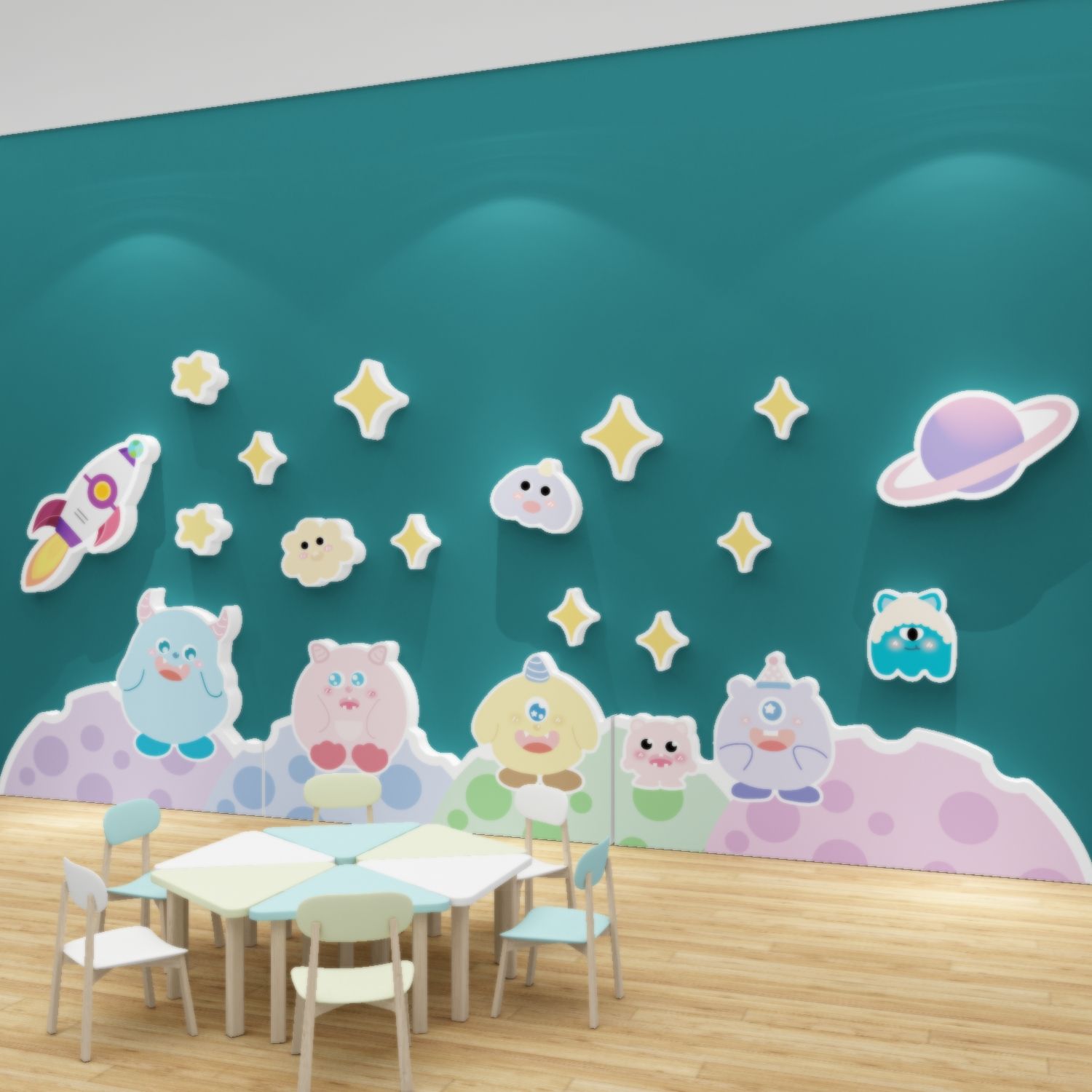 Tranh Fomex EPeBen dán tường nổi 3d Hình Quái vật một mắt decor trang trí Phòng cho bé, Phòng ngủ, Mẫu giáo