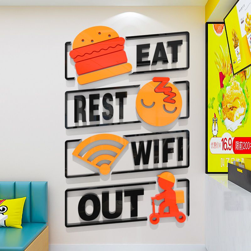 Tranh mica EPeBen dán tường nổi 3d hình Gà Rán Burger decor trang trí Quán Fastfood, Đồ Ăn Nhanh