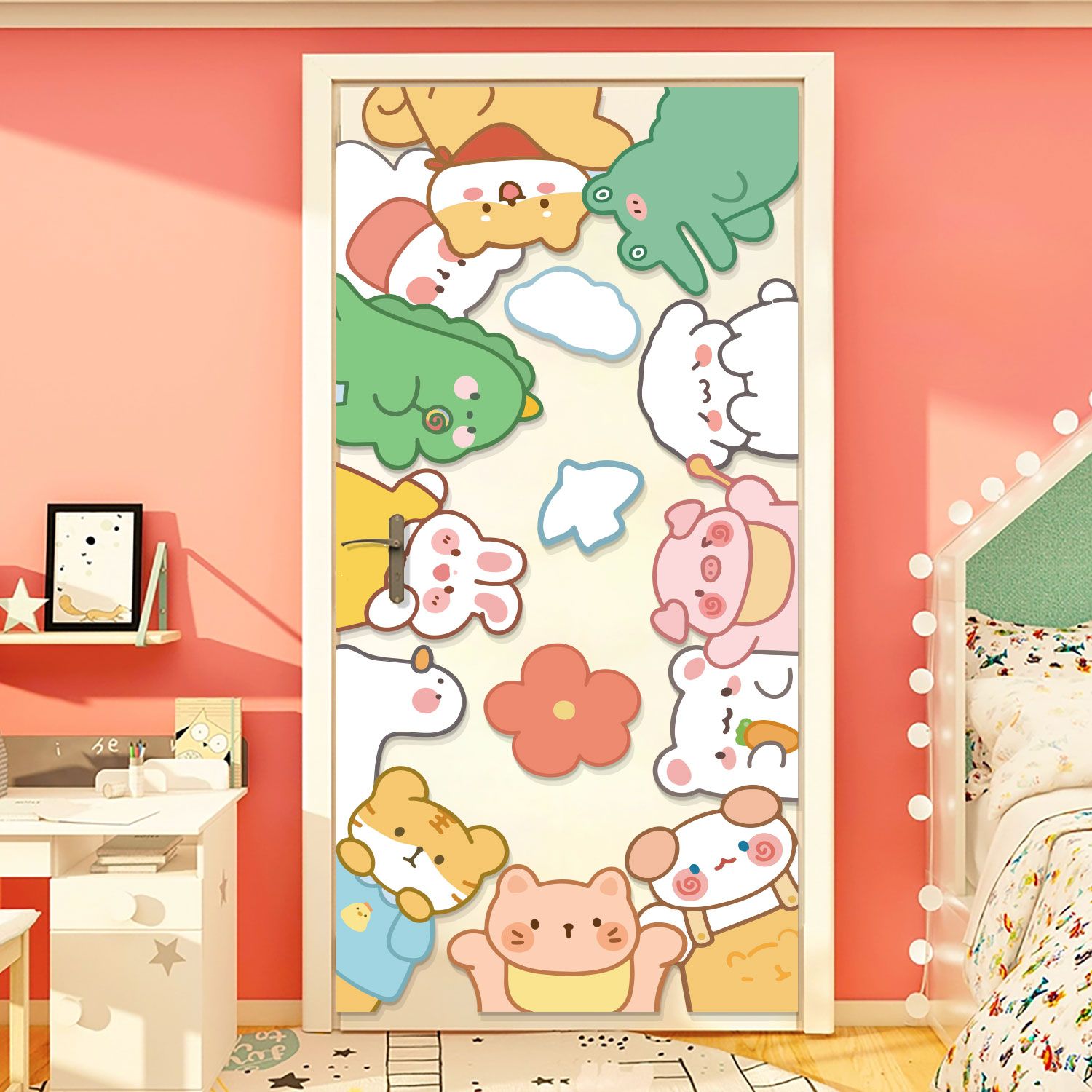 Tranh Fomex EPeBen dán tường nổi 3d Hình Hi Cute dán cửa phòng decor trang trí Phòng cho bé, Phòng Học, Mẫu giáo