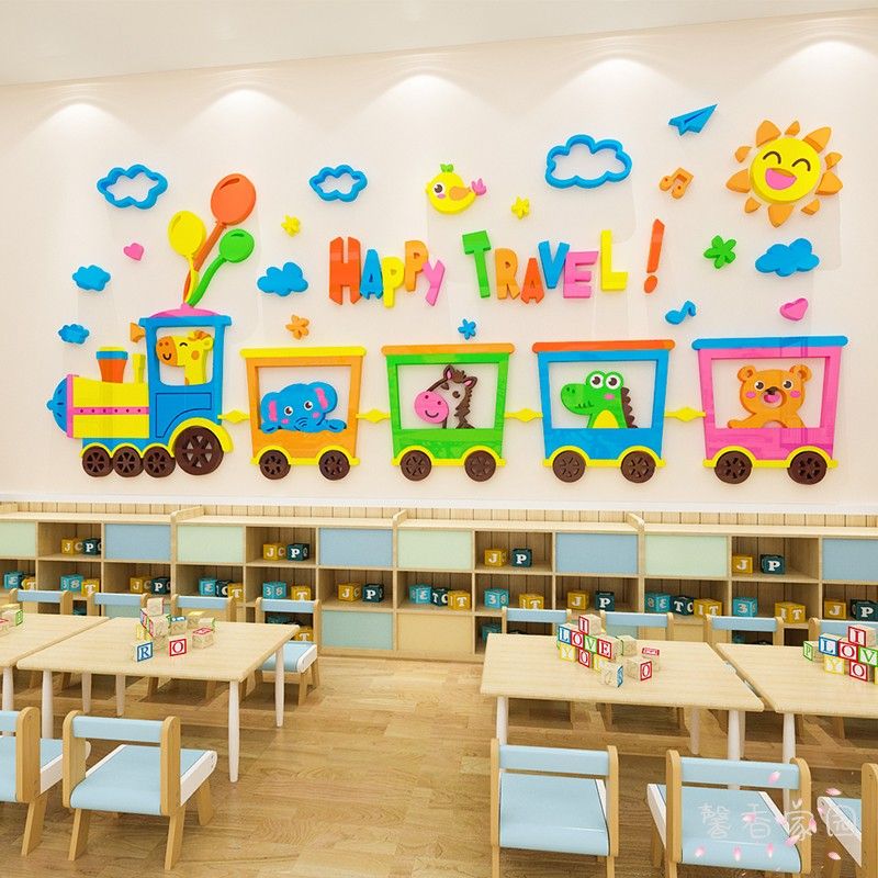 Tranh mica EPeBen dán tường nổi 3d hình Tàu hỏa đến rồi decor trang trí Phòng ngủ cho bé, Lớp Mẫu giáo, Mầm non