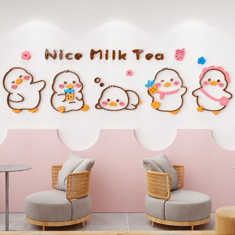 Tranh mica EPeBen dán tường nổi 3d hình Nice Milk Tea decor trang trí Quán Trà Sữa, Quán Nước
