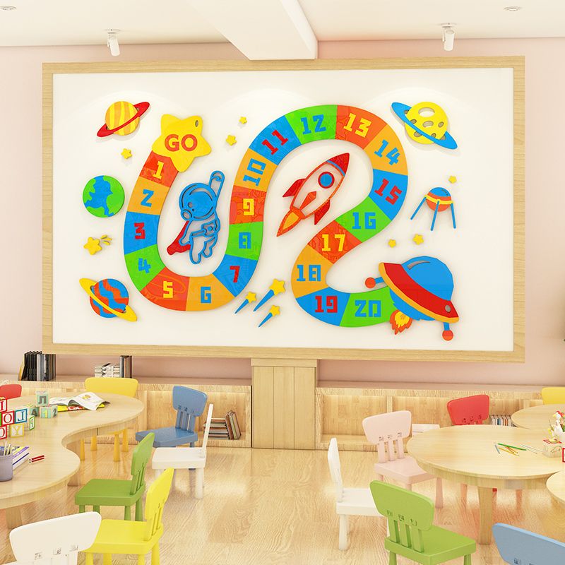 Tranh mica EPeBen dán tường nổi 3d hình Học vui cùng số và động vật decor trang trí Phòng ngủ cho bé, Lớp Học Mẫu giáo