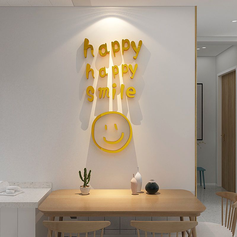 Tranh mica EPeBen dán tường nổi 3d hình Happy Happy Smile decor trang trí Phòng Ngủ, Phòng Khách