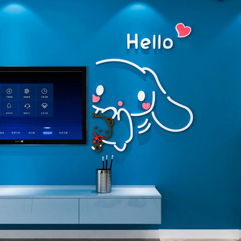 Tranh mica EPeBen dán tường nổi 3d hình Thỏ Dễ Thương decor trang trí Phòng Cho Bé, Phòng Khách