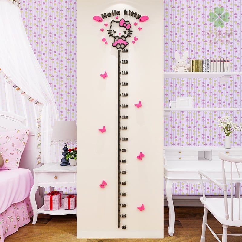 Tranh mica EPeBen dán tường nổi 3d Thước Đo Chiều Cao Hello Kitty decor trang trí Phòng ngủ cho bé, Lớp Học Mẫu giáo
