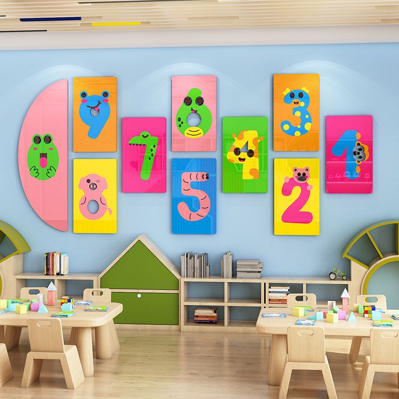 Tranh mica EPeBen dán tường nổi 3d hình Học vui cùng số và động vật decor trang trí Phòng ngủ cho bé, Lớp Học Mẫu giáo