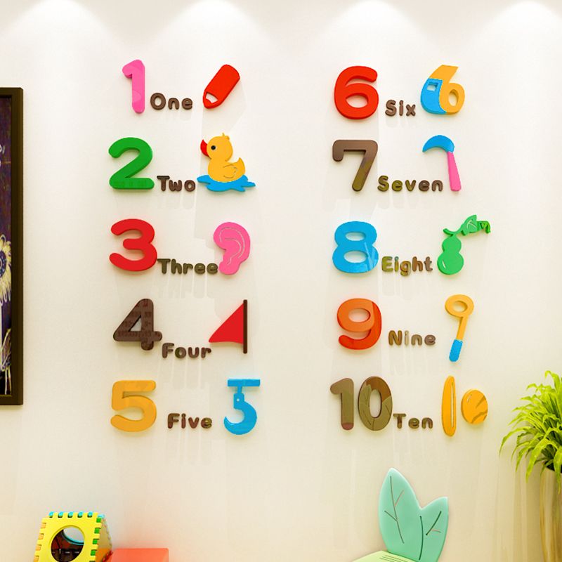Tranh mica EPeBen dán tường nổi 3d hình Bảng Số Đếm bé học Phép Tính Nhân trang trí Lớp Tiếng Anh, Mầm Non, mẫu giáo