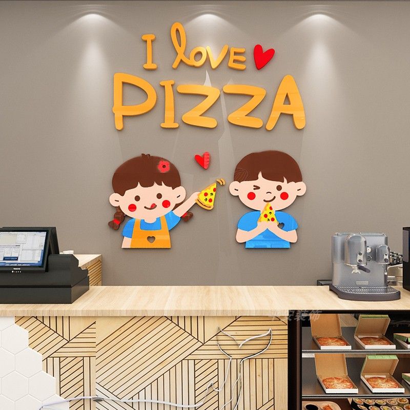 Tranh mica EPeBen dán tường nổi 3d hình Tình yêu Pizza decor trang trí Phòng Bếp, Nhà Hàng, Cửa Hàng Bánh Pizza