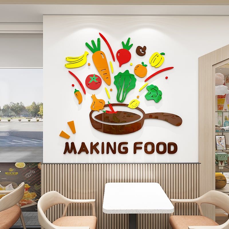 Tranh mica EPeBen dán tường nổi 3d Hình chế biến món ăn decor trang trí Phòng bếp, Phòng ăn, Cửa hàng, Phòng cho bé