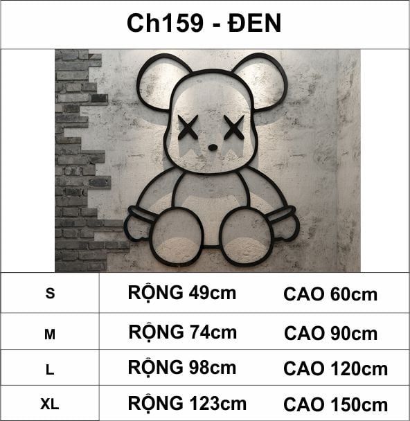 Tranh mica EPeBen dán tường nổi 3d hình gấu Kaws Bearbrick siêu ngầu, trang trí quán ăn, shop thời trang, spa làm đẹp