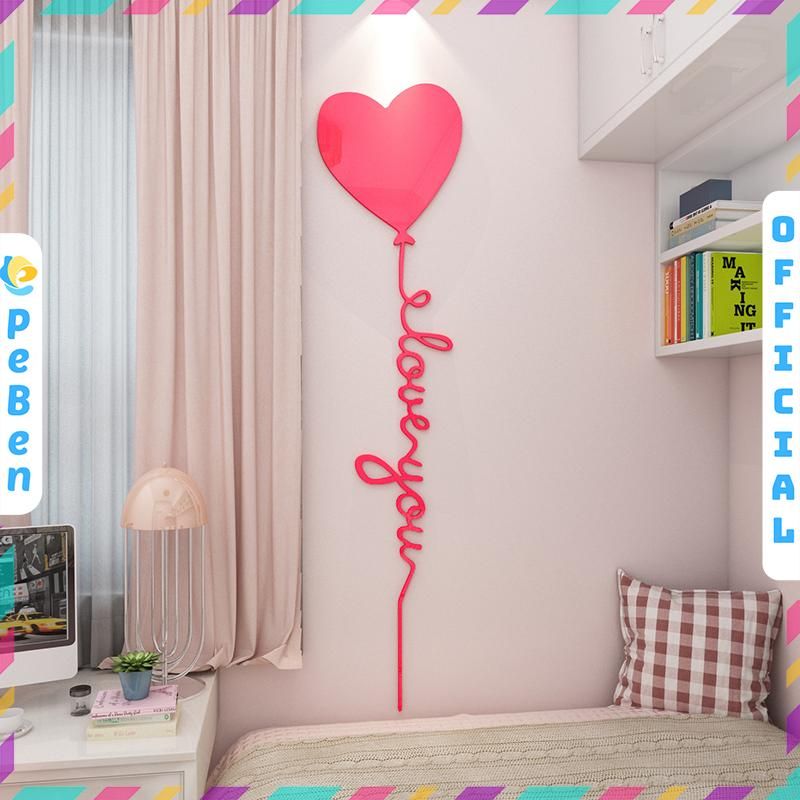 Tranh mica EPeBen dán tường nổi 3d hình I Love You Bóng Trái Tim decor trang trí Phòng Ngủ, Nhà Đẹp