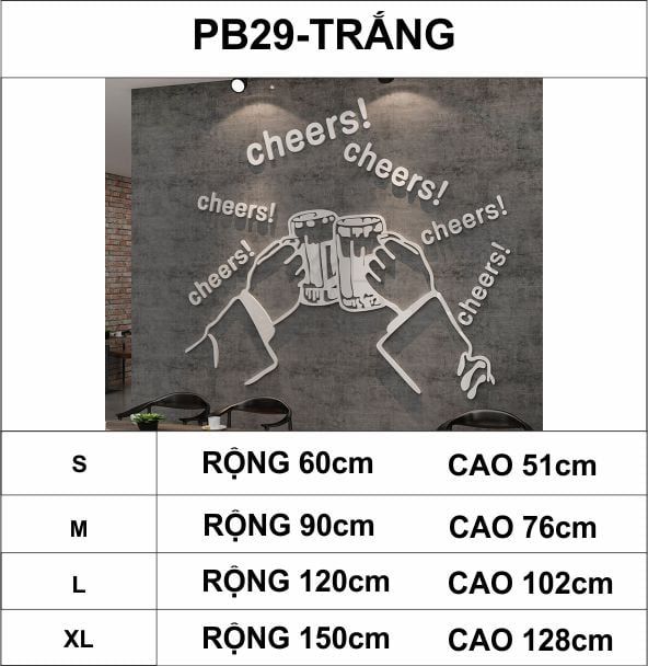 Tranh mica EPeBen dán tường nổi 3d hình Nâng cốc cùng chill decor trang trí quán ăn, cửa hàng, quán nhậu