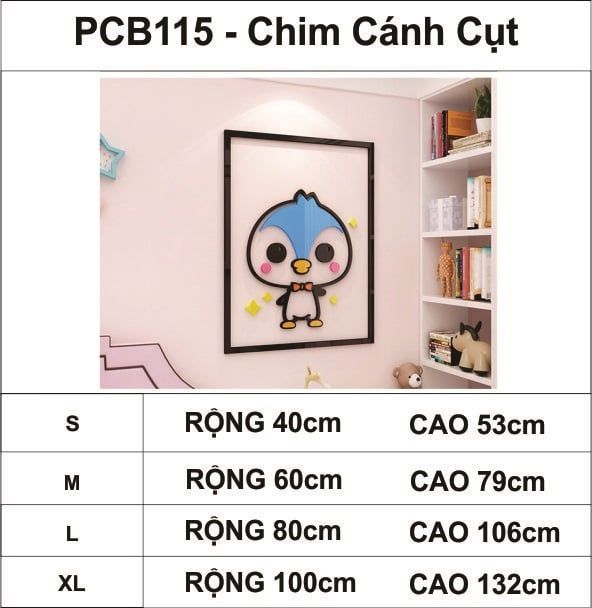 Tranh mica EPeBen dán tường nổi 3d hình gấu trúc, chim, hổ decor trang trí phòng cho bé, mầm non, mẫu giáo, lớp học