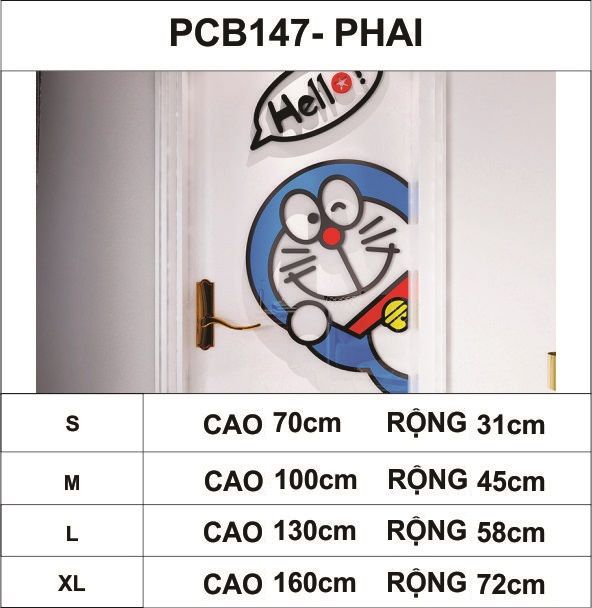 Tranh mica EPeBen dán tường nổi 3d hình Doremon decor trang trí Cửa phòng, phòng cho bé