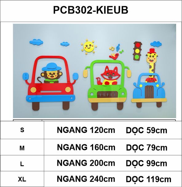 Tranh mica EPeBen dán tường nổi 3d hình Ô Tô Động Vật Beep Beep decor trang trí Phòng ngủ cho bé, Lớp Học Mẫu giáo