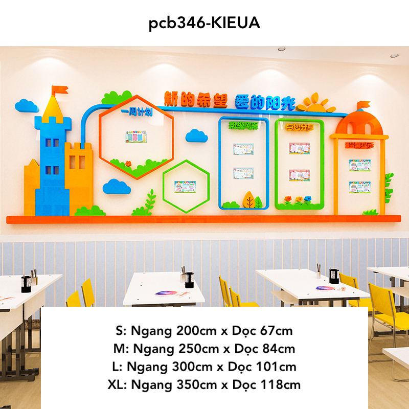 Tranh mica dán tường Tường Lớp Học trang trí Mầm Non, Mẫu Giáo