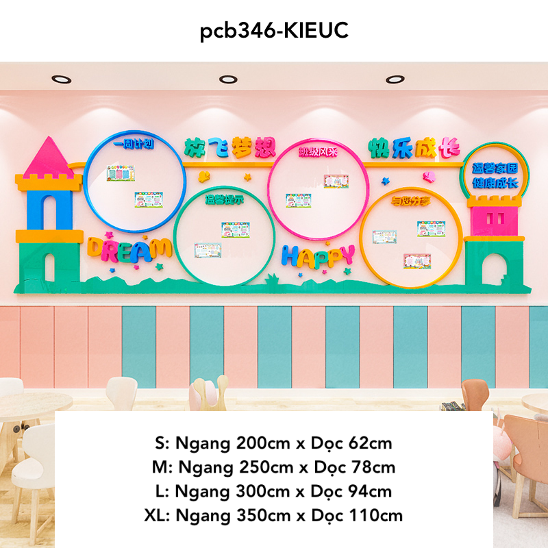 Tranh mica dán tường Tường Lớp Học trang trí Mầm Non, Mẫu Giáo