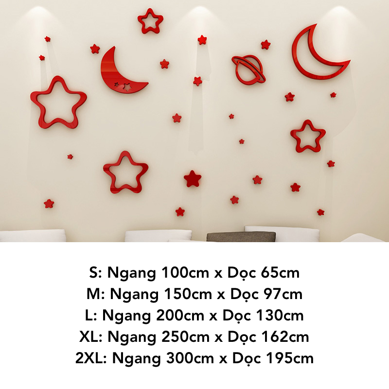 Tranh mica dán tường Bầu Trời Đầy Sao trang trí Mầm Non, Mẫu Giáo
