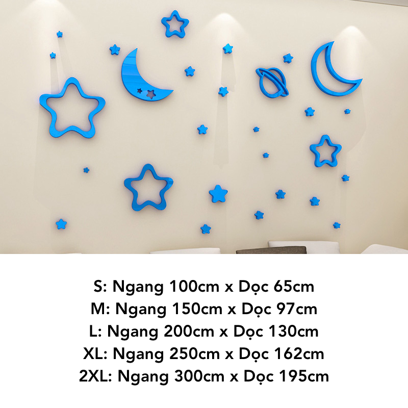 Tranh mica dán tường Bầu Trời Đầy Sao trang trí Mầm Non, Mẫu Giáo