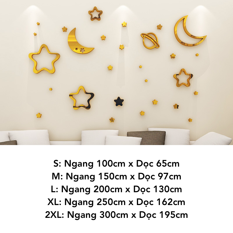 Tranh mica dán tường Bầu Trời Đầy Sao trang trí Mầm Non, Mẫu Giáo